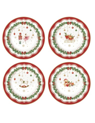 EASY LIFE SET 4 PIATTINI DESSERT NATALIZI 19 CM...