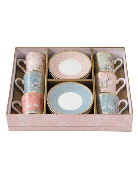 EASY LIFE SET 6 TAZZE CAFFÈ CON PIATTINO 100 ML - JARDIN DE REVES