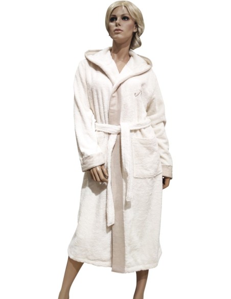 BIANCOPERLA ACCAPPATOIO A CAPPUCCIO CON INIZIALE RICAMATA - LEONARDO