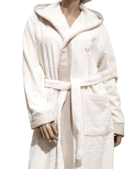 BIANCOPERLA ACCAPPATOIO A CAPPUCCIO CON INIZIALE RICAMATA - LEONARDO