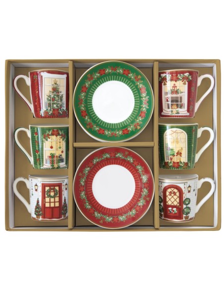 EASY LIFE SET 6 TAZZINE ESPRESSO CON PIATTINI 100 ML - FESTIVE AVENUE