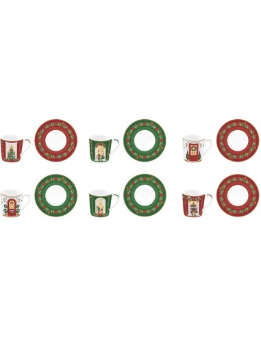 EASY LIFE SET 6 TAZZINE ESPRESSO CON PIATTINI...