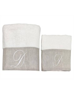 BIANCOPERLA SET 2 ASCIUGAMANI VISO E OSPITE CON INIZIALE...