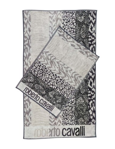 ROBERTO CAVALLI SET 2 ASCIUGAMANI IN SPUGNA DI...