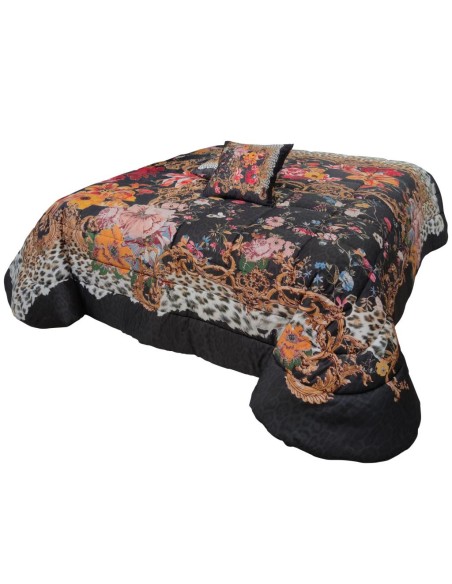 ROBERTO CAVALLI TRAPUNTA MATRIMONIALE CON 2 CUSCINI ARREDO - FRAME FLOWERS
