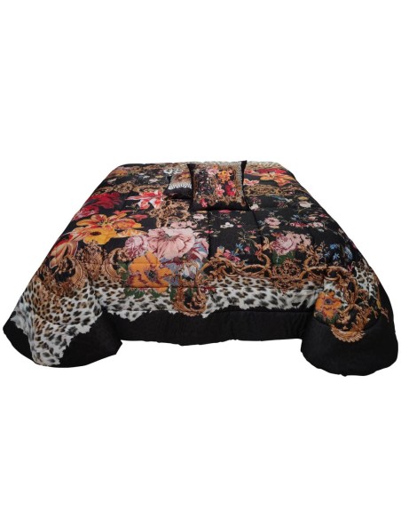 ROBERTO CAVALLI TRAPUNTA MATRIMONIALE CON 2 CUSCINI ARREDO - FRAME FLOWERS