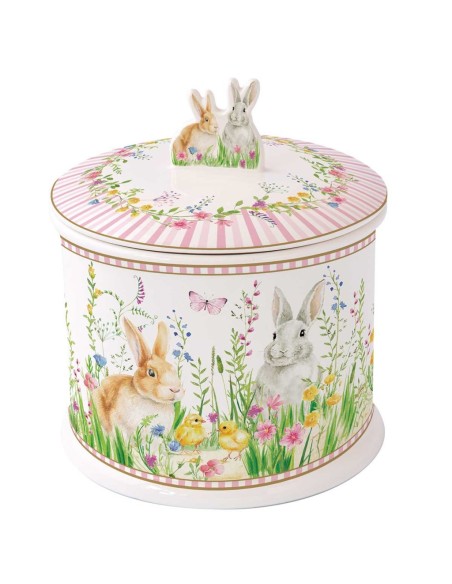 EASY LIFE BISCOTTIERA Ø 14 X H16 CM IN PORCELLANA - HAPPY EASTER