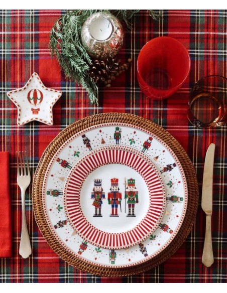 EASY LIFE SERVIZIO PIATTI NATALIZI 18 PEZZI IN PORCELLANA - NUTCRACKERS