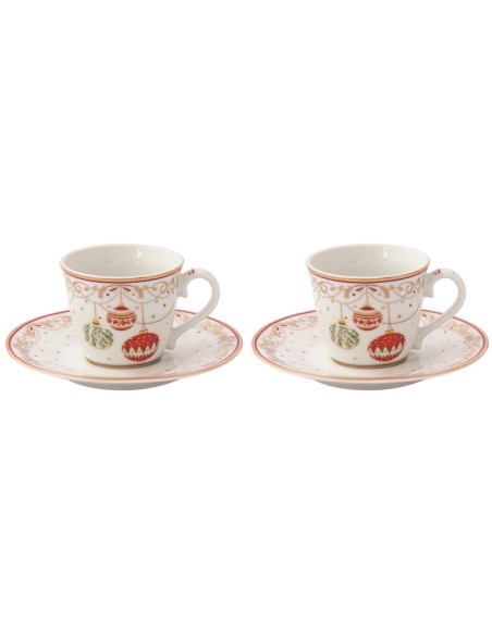 EASY LIFE SET 2 TAZZINE CAFFÉ CON PIATTINI 80 ML - CHRISTMAS EVE