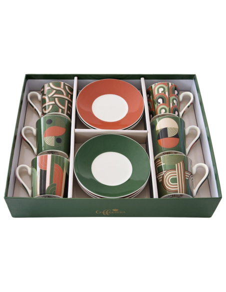 EASY LIFE SET 6 TAZZE CAFFÈ CON PIATTINO 100 ML - GEOMETRICAL LOOP