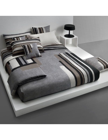 CARRARA COMPLETO COPRIPIUMINO 1 PIAZZA IN PERCALLE 100% COTONE - MUST