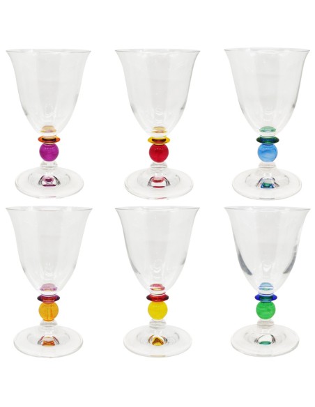 ONLYLUX SET 6 CALICI ACQUA 28 CL IN VETRO - ARLECCHINO