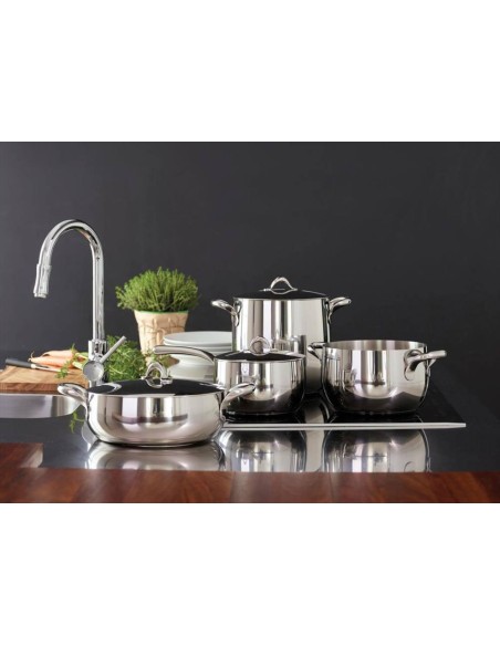 SAMBONET CASSERUOLA ALTA 2 MANIGLIE IN ACCIAIO INOX - KIKKA