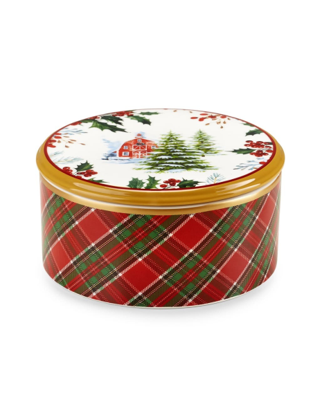 FADE SCATOLA NATALIZIA CON COPERCHIO 21 X H10 CM IN PORCELLANA - SCOTTISH