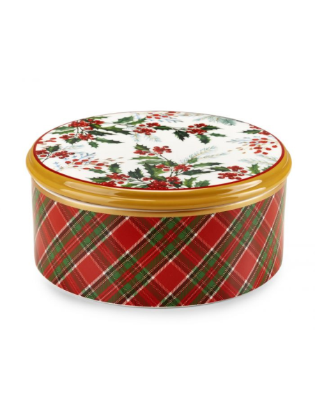 FADE SCATOLA NATALIZIA CON COPERCHIO 25XH10 CM IN PORCELLANA - SCOTTISH