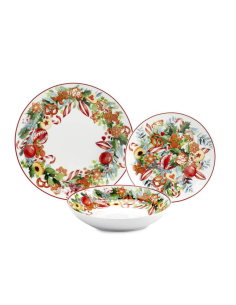 FADE SERVIZIO DI PIATTI NATALIZIO 18 PEZZI IN PORCELLANA...