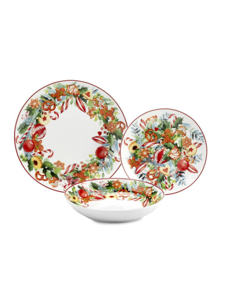 FADE SERVIZIO DI PIATTI NATALIZIO 18 PEZZI IN PORCELLANA - PENNY