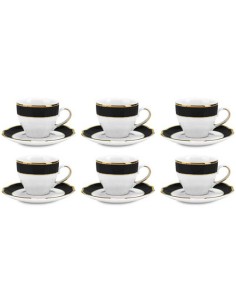 FADE SET 6 TAZZE CAFFÈ CON PIATTINO 90 ML IN PORCELLANA -...
