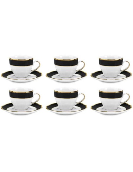 FADE SET 6 TAZZE CAFFÈ CON PIATTINO 90 ML IN PORCELLANA - VIVIENNE