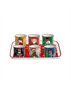 EGAN SET 6 BICCHIERINI NATALIZI + VASSOIO RETTANGOALRE IN...
