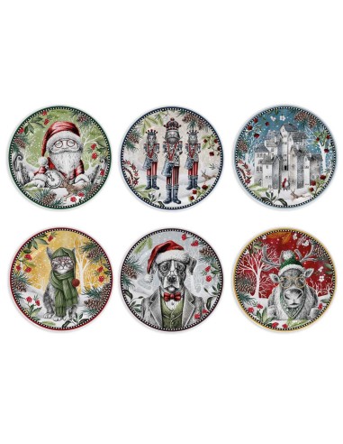 EGAN SET 6 PIATTI DOLCE NATALIZI Ø 19 CM IN...