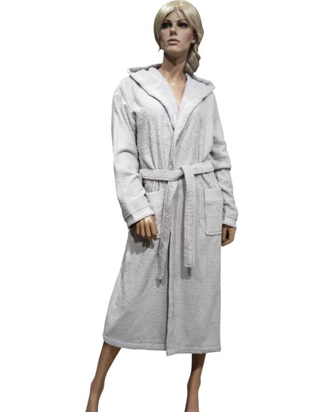 BORBONESE ACCAPPATOIO CON CAPPUCCIO IN SPUGNA 100% COTONE - BORBONISSIMA JACQUARD