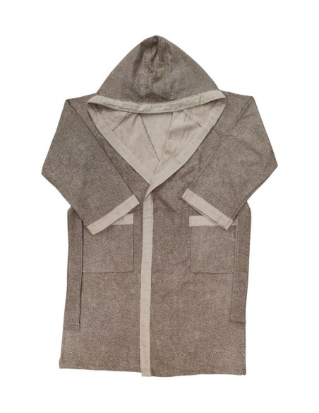 BORBONESE ACCAPPATOIO CON CAPPUCCIO IN MICROSPUGNA 100% COTONE