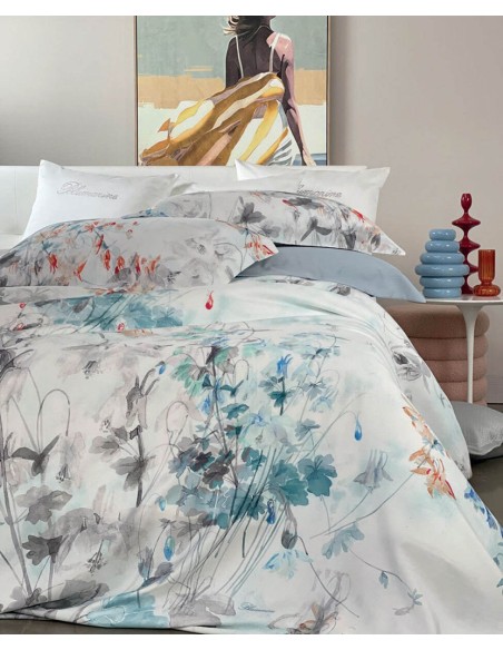 BLUMARINE COMPLETO LENZUOLA-COPRILETTO MATRIMONIALE QUATTRO STAGIONI IN RASO - CICLAMINO