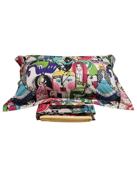 MIRABELLO COMPLETO LENZUOLA COPRILETTO MATRIMONIALE IN PERCALLE - TALES