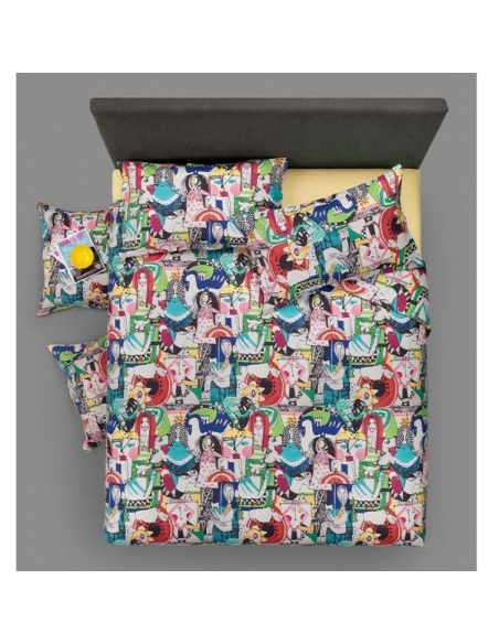 MIRABELLO COMPLETO LENZUOLA COPRILETTO MATRIMONIALE IN PERCALLE - TALES