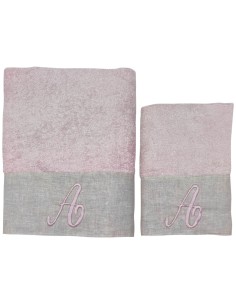 BIANCOPERLA SET 2 ASCIUGAMANI VISO E OSPITE CON INIZIALE...
