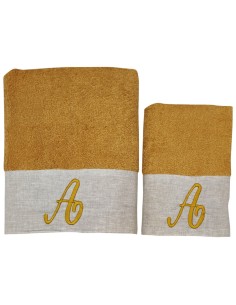BIANCOPERLA SET 2 ASCIUGAMANI VISO E OSPITE CON INIZIALE...