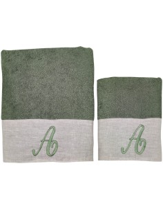 BIANCOPERLA SET 2 ASCIUGAMANI VISO E OSPITE CON INIZIALE...
