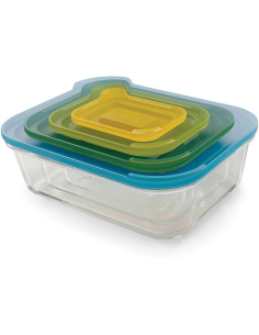 JOSEPH JOSEPH SET 4 CONTENITORI SALVASPAZIO IN VETRO CON...
