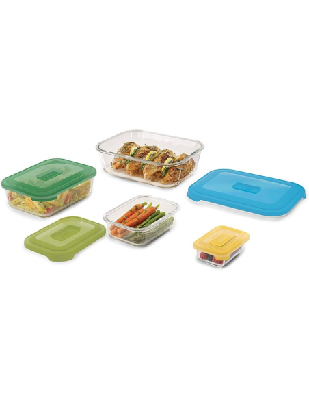 JOSEPH JOSEPH SET 4 CONTENITORI SALVASPAZIO IN VETRO CON COPERCHIO A SCATTO - NEST