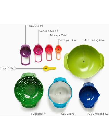 JOSEPH JOSEPH SET 9 PZ CIOTOLE PER MESCOLARE E...