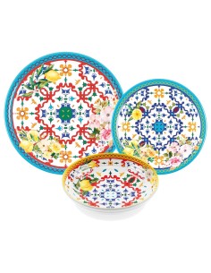 GUZZINI SERVIZIO PIATTI 18 PEZZI IN MELAMINA - FLOWER &...