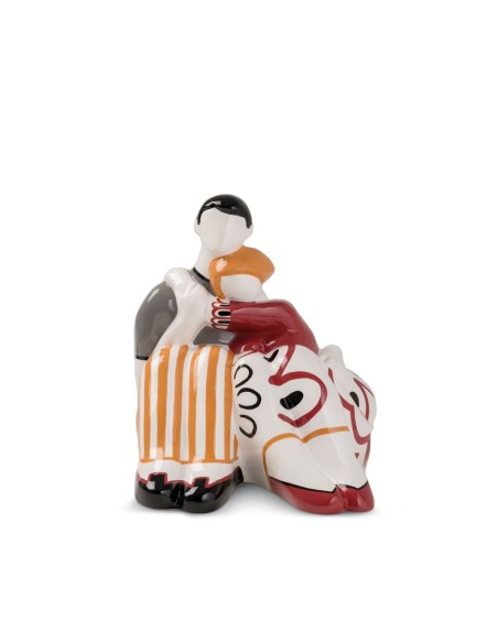 EGAN STATUINA VICINI 21 CM IN CERAMICA - ABBRACCI