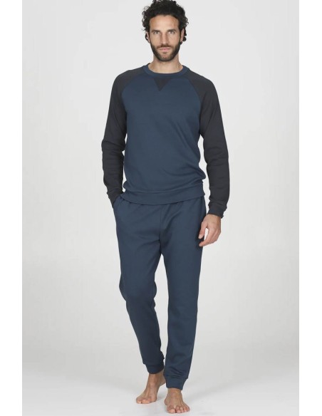 JULIPET PIGIAMA UOMO GIROCOLLO MANICA LUNGA E PANTALONE LUNGO INTERLOCK - NOTO