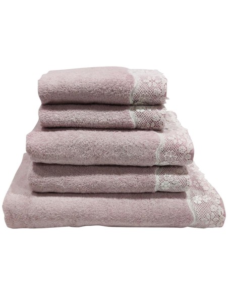 DAVID COMPLETO BAGNO 6 PEZZI IN SPUGNA 100% COTONE CON PIZZO - EVA