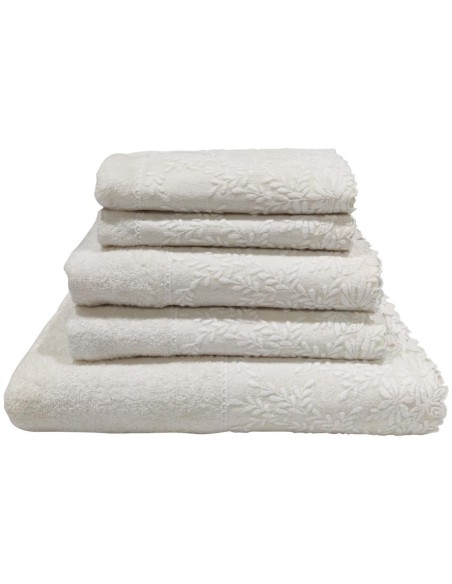 DAVID COMPLETO BAGNO 6 PEZZI IN SPUGNA 100% COTONE CON PIZZO - GINEVRA