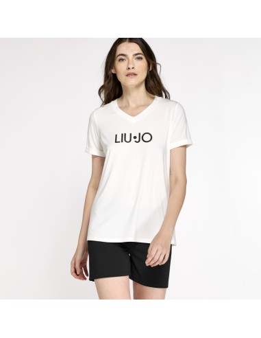 LIU JO PIGIAMA DONNA SCOLLO V MEZZA MANICA E...