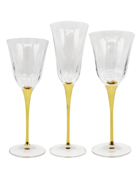 FEELING SERVIZIO CALICI 17 PEZZI IN VETRO - JULIA OTTICO ORO