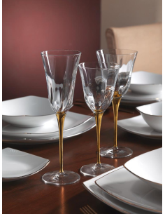 FEELING SERVIZIO CALICI 18 PEZZI IN VETRO - JULIA OTTICO ORO