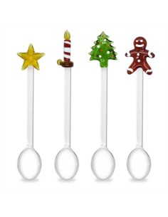 WD LIFESTYLE SET 4 CUCCHIAINI CAFFÈ NATALIZI IN VETRO