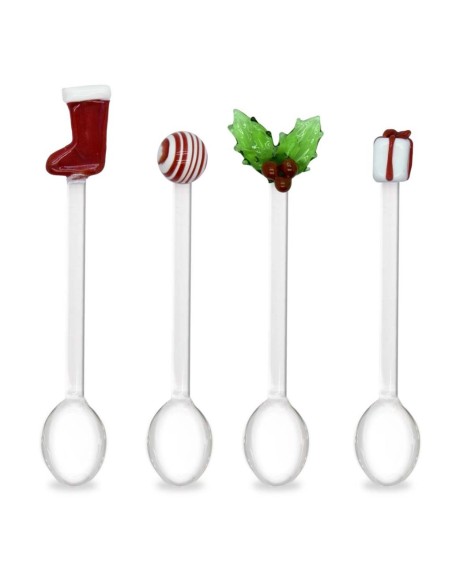 WD LIFESTYLE SET 4 CUCCHIAINI CAFFÈ NATALIZI IN VETRO