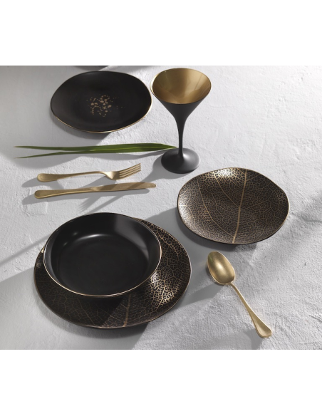 WEISSESTAL SERVIZIO PIATTI 46 PEZZI IN PORCELLANA - ONIX BLACK