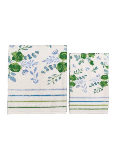 CA' D'ORO SET 2 ASCIUGAMANI IN SPUGNA DI COTONE...