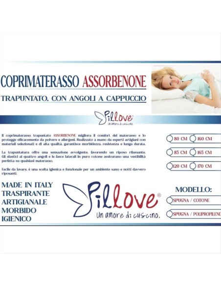 PILLOVE COPRIMATERASSO TRAPUNTATO A CAPPUCCIO - ASSORBENONE