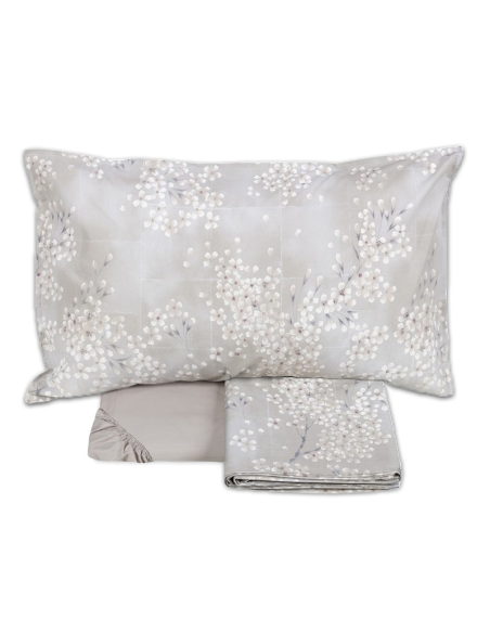 FAZZINI COMPLETO LENZUOLA COPRILETTO MATRIMONIALE IN PERCALLE - KIMONO